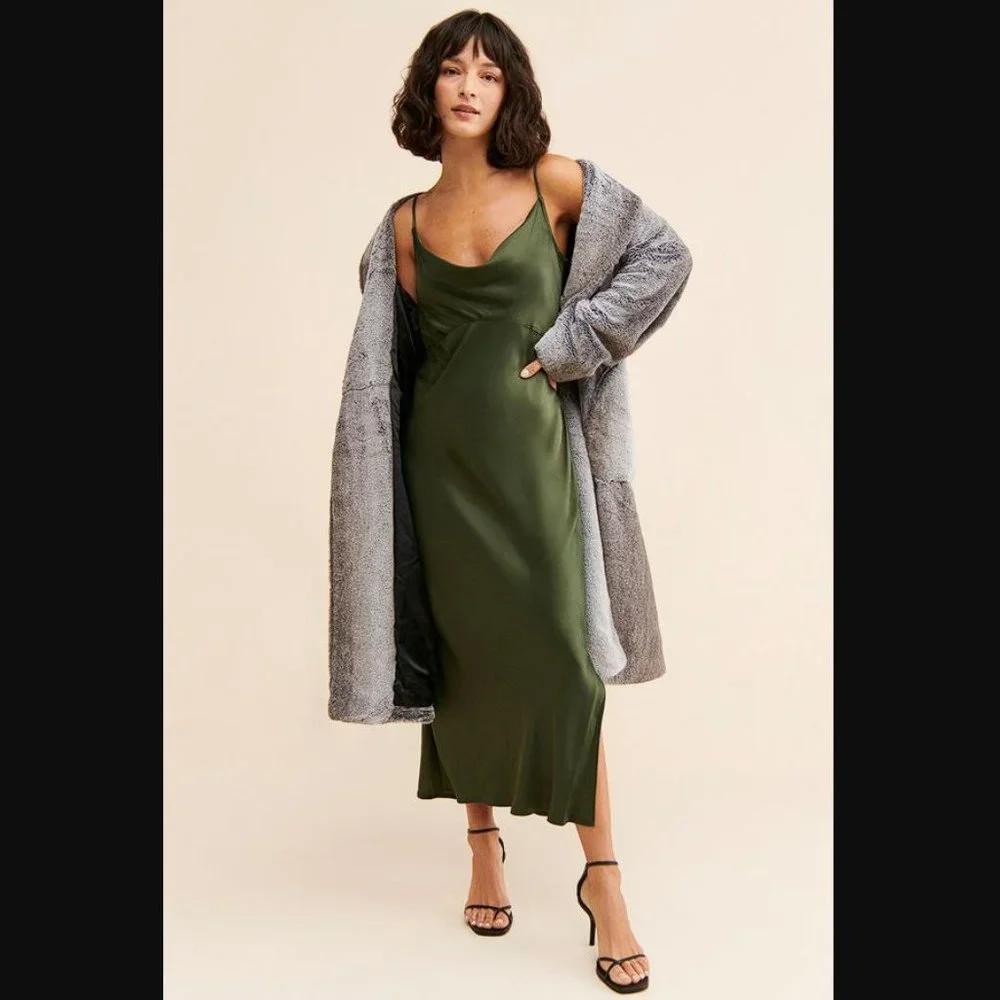 ANTHROPOLOGIE Women's Elyse Bias Slip Dress Size XL in Moss - Picture 1 of 8